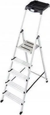 Krause Secury Einseitige freistehende Aluminiumleiter, 5 Sprossen (126535)