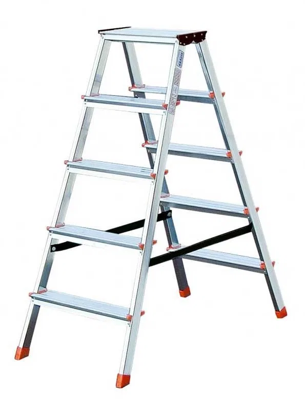 Krause Dopplo – freistehende, beidseitig nutzbare Aluminiumleiter mit 5 Sprossen (120410)