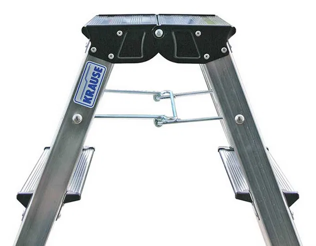 Krause Treppy – Freistehende, beidseitig nutzbare Aluminium-Leiter mit 2 Sprossen (130020)