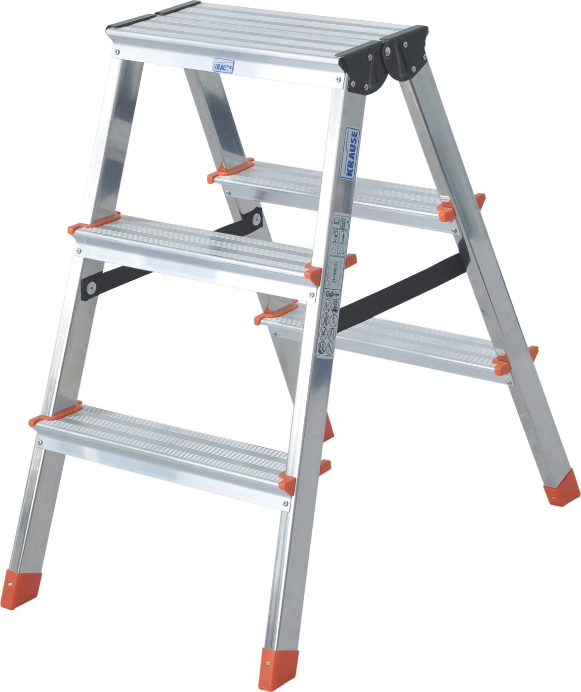 Krause Dopplo – freistehende, beidseitig nutzbare Aluminiumleiter mit 3 Sprossen (120397)