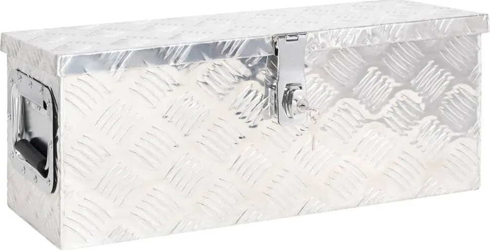 vidaXL Aufbewahrungskiste, silber, 60 x 23,5 x 23 cm, Aluminium