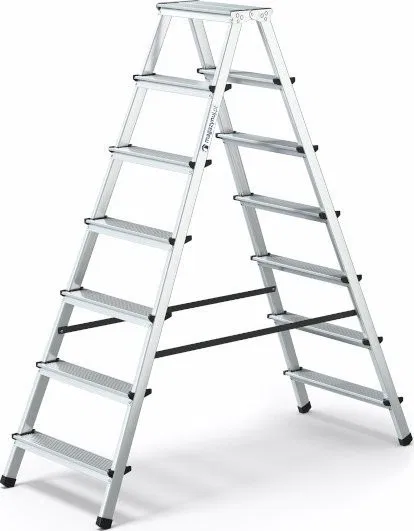 Lagerung Aluminiumleiter, beidseitig nutzbar, 7 Sprossen, Tragkraft: 125 kg – HOME