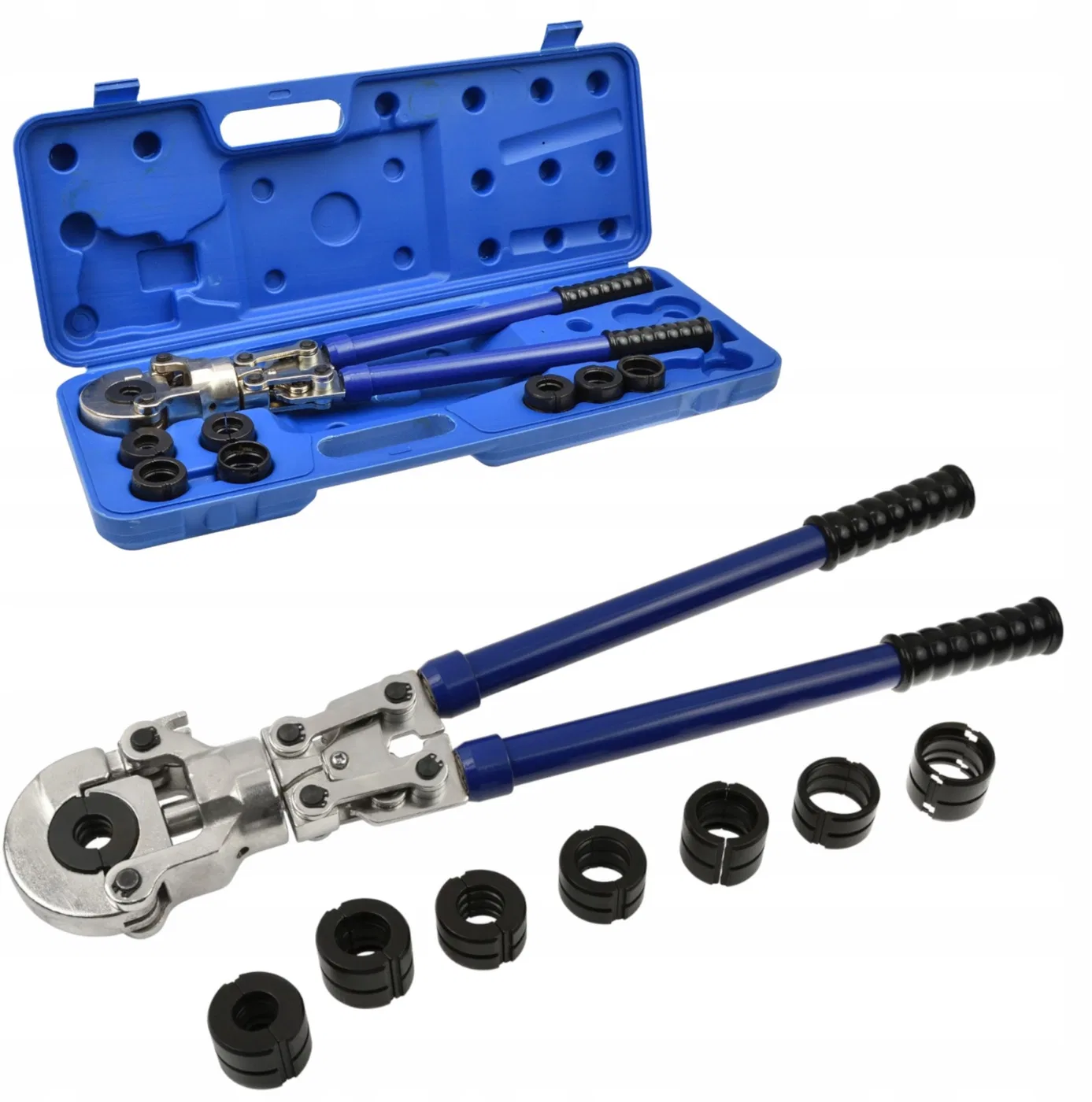 Hydraulische Presszange zum Verpressen von PEX-AL-PEX-Fittings + 8 Matrizen (4)