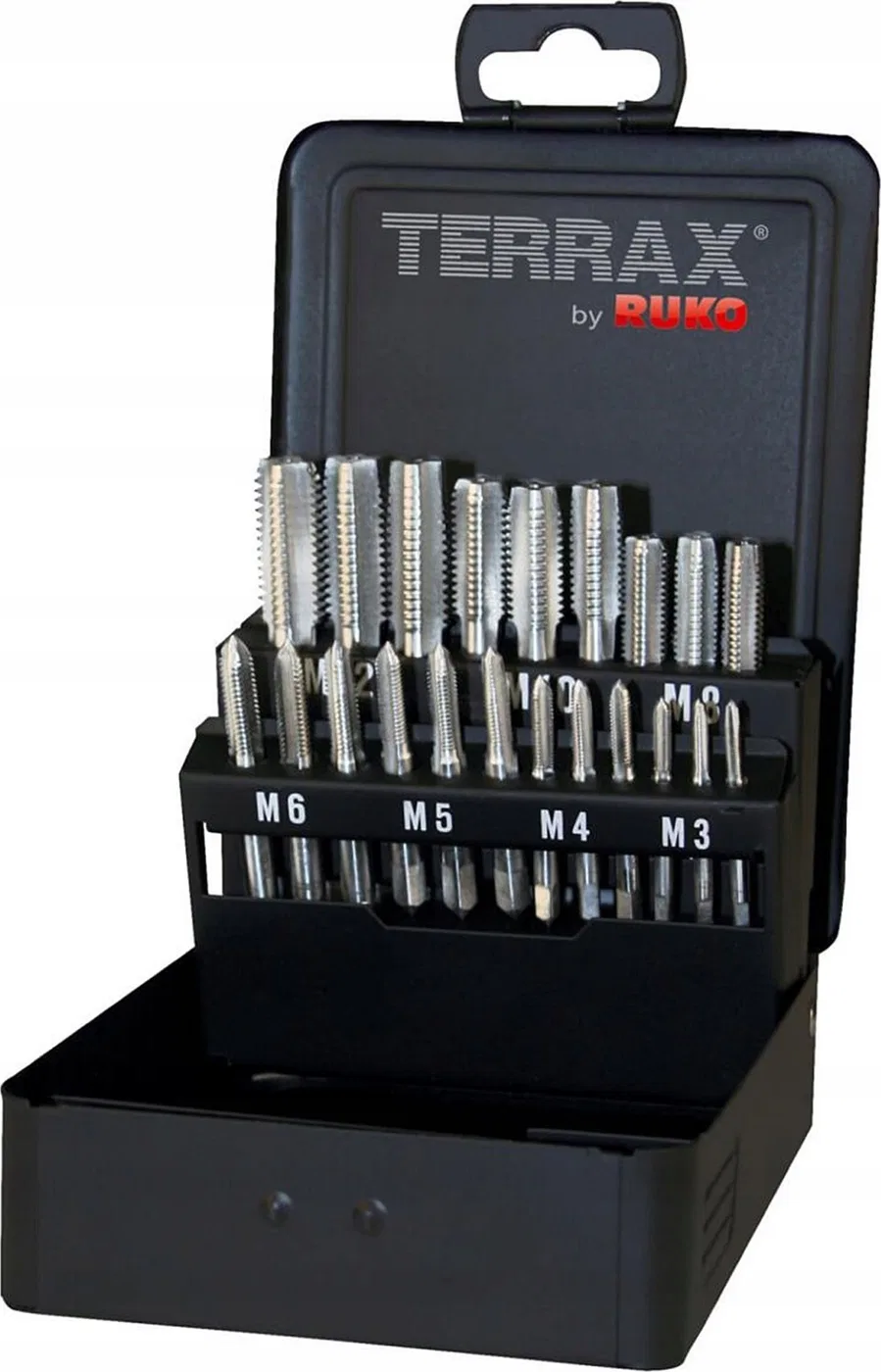 Sortiment manueller Gewindebohrer RUKO M3–M12 Terrax HSS