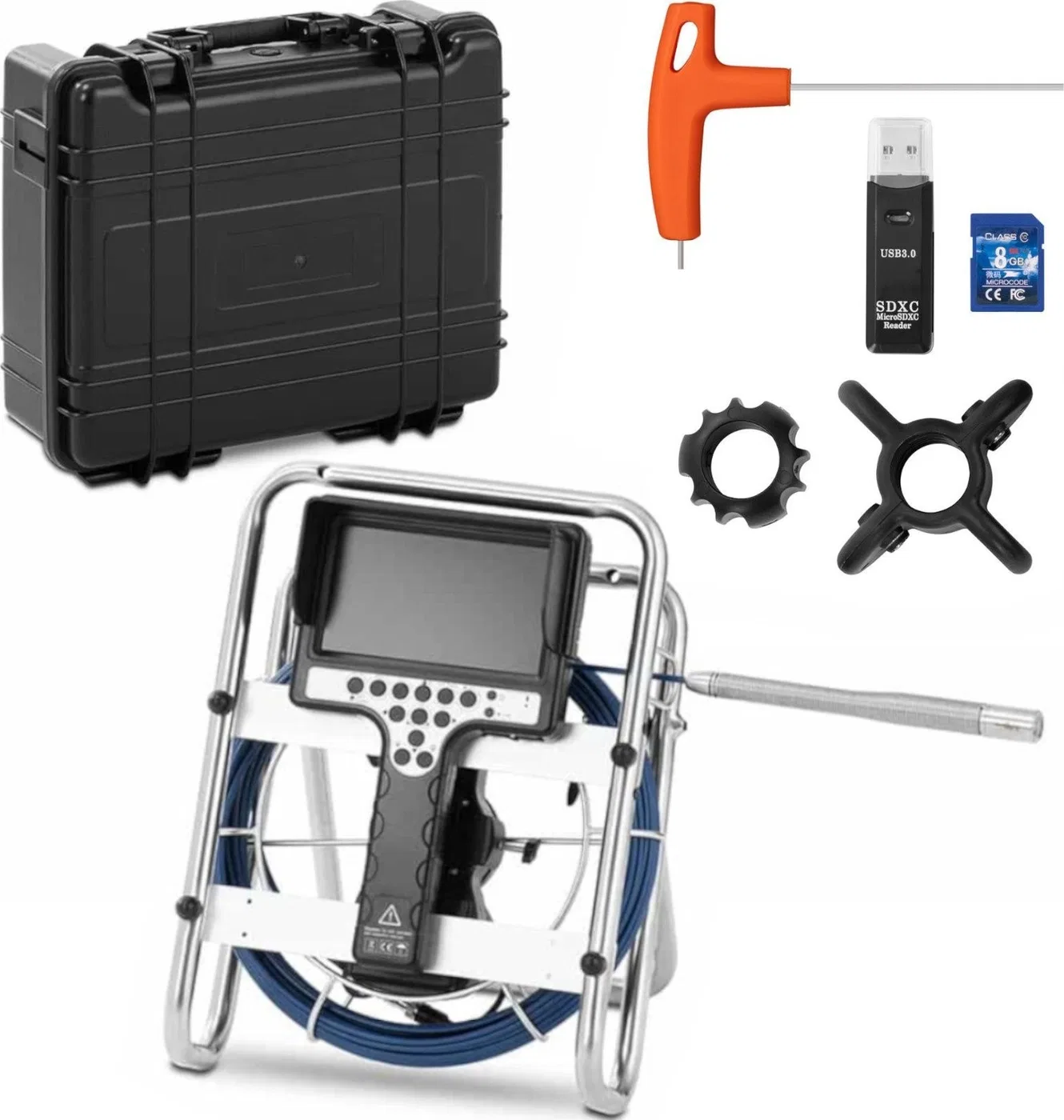 Steinberg Endoskop-Diagnose- und Inspektionskamera mit 12 LEDs, 7-Zoll-LCD-Display, SD-Karte, 30 m Endoskop-Diagnose- und Inspektionskamera mit 12 LEDs, L