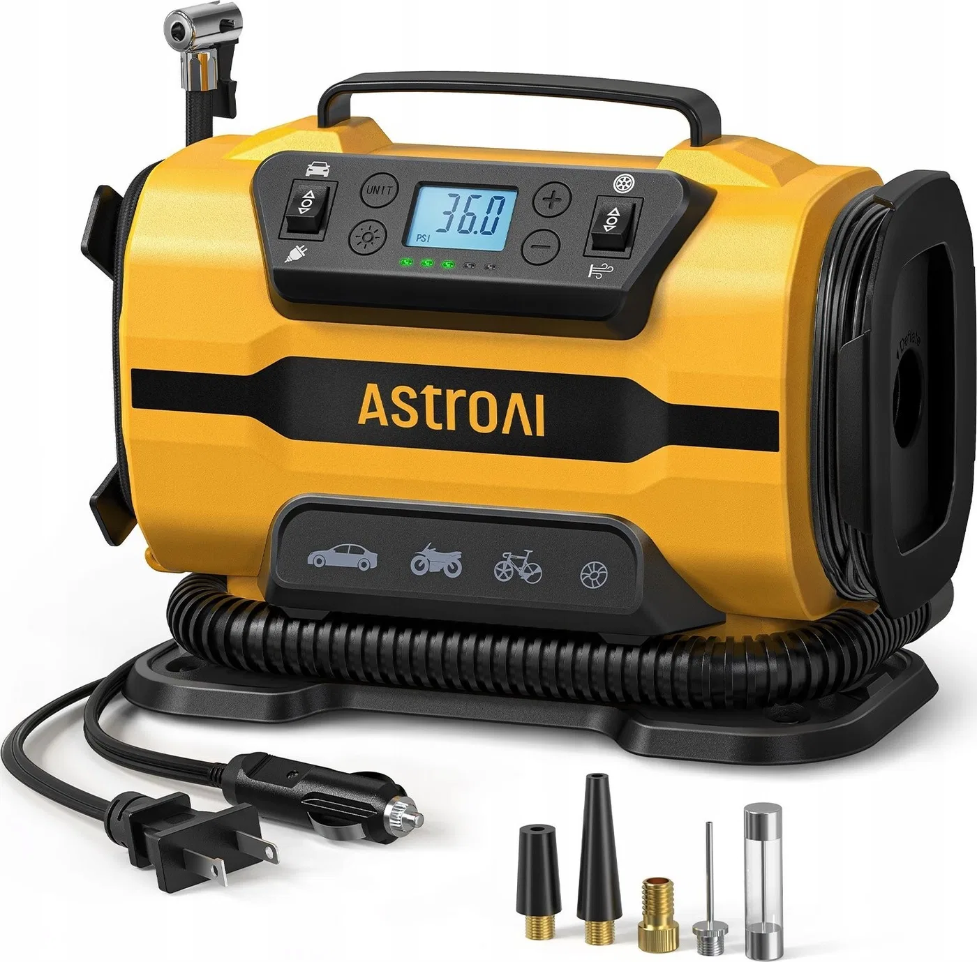 Tragbarer Kompressor für AstroAI-Räder ATJ-8366, 150 PSI, 12 V Gleichstrom/110 V Wechselstrom