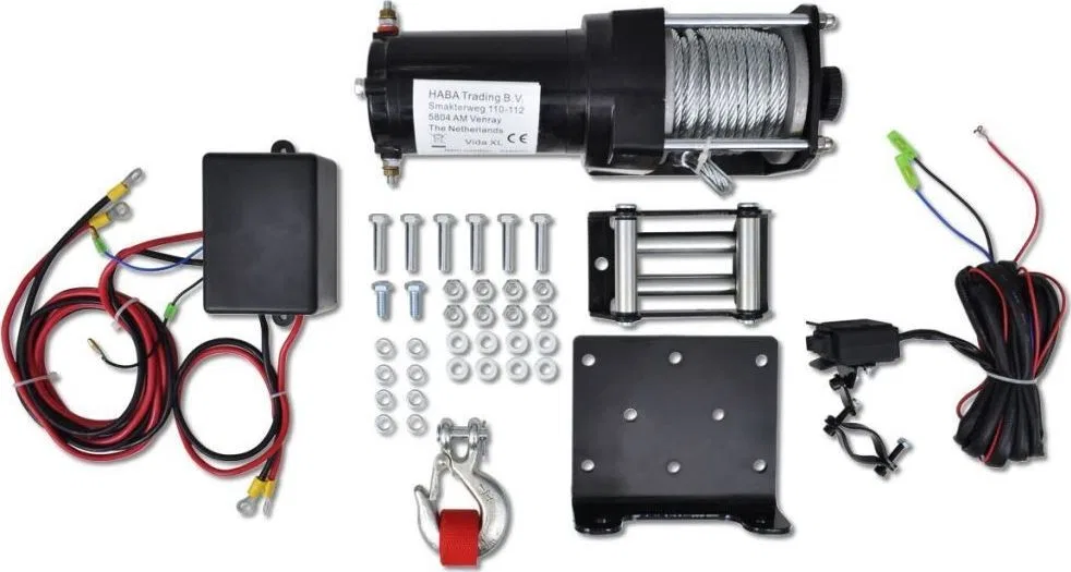 vidaXL Elektrische Winde 12 V, 1360 kg, mit Seilführung