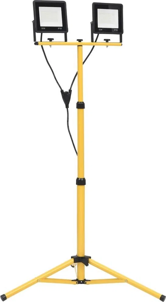 vidaXL LED-Scheinwerfer mit Stativ, 2×50 W, kaltweißes Licht