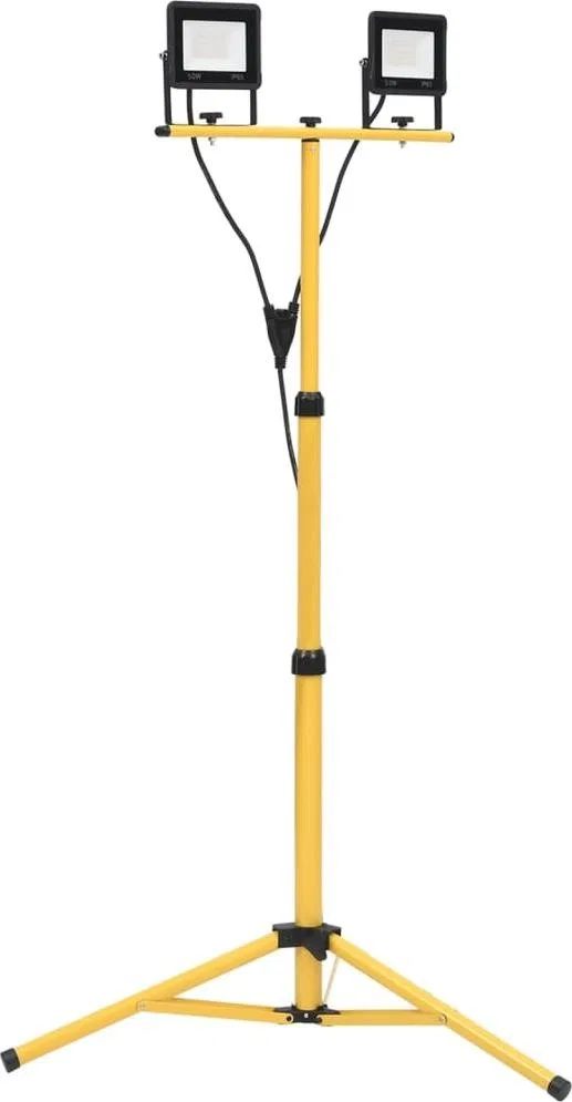 vidaXL LED-Scheinwerfer mit Ständer, 2×50 W, warmweißes Licht