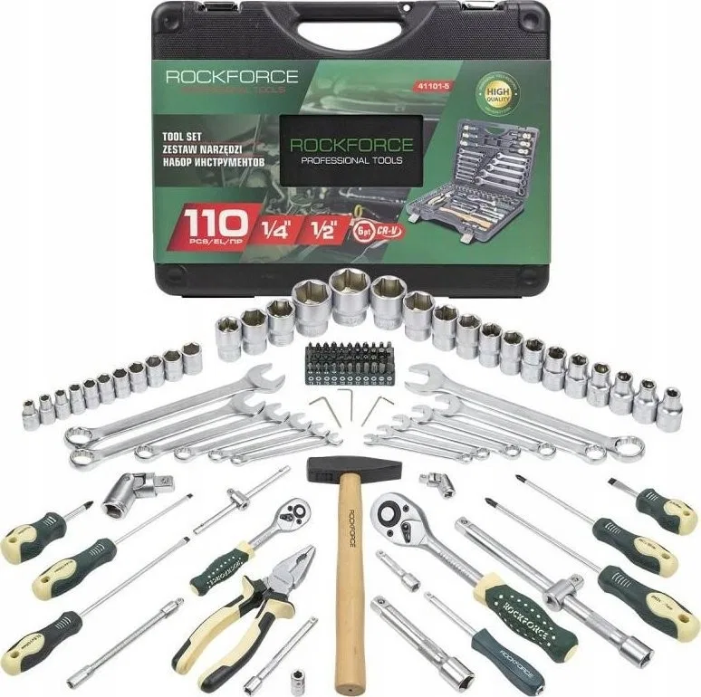 Rockforce-Werkzeugsatz ROCKFORCE SCHRAUBENSCHLÜSSELSATZ 110-teilig 1/2"  1/4"  RF-41101-5