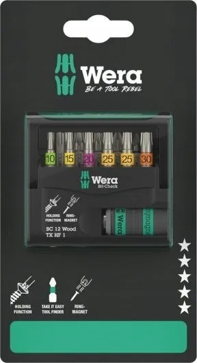 Wera-Werkzeugset BIT-CHECK 12 WOOD TX HF 1 SB, 12-teilig
