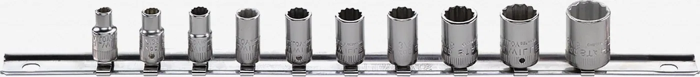 Stahlwille Werkzeugset 1/4"-Steckschlüsseleinsatz-Set 40aD 3/16"-9/16" auf Schiene, 10-teilig, STAHLWILLE