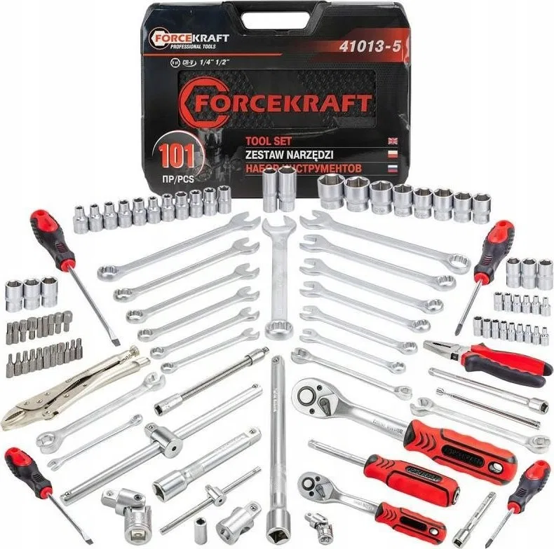 Forcekraft-Werkzeugsatz 1/4"- und 1/2"-Werkzeugsatz, 101-teilig (4–32 mm) (Sechskant)
