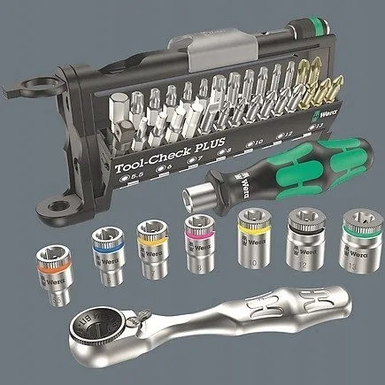 Werkzeugset Wera Wera 9750 Kraftform Compact und Tool-Check PLUS Set 1, 57-teiliges Werkzeugset (schwarz/grün, Steckschlüssel und Bi