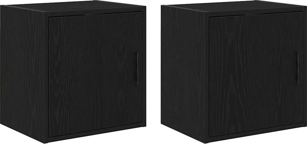 Wandschränke für die Garage, 2 Stück, schwarzes Leimholz