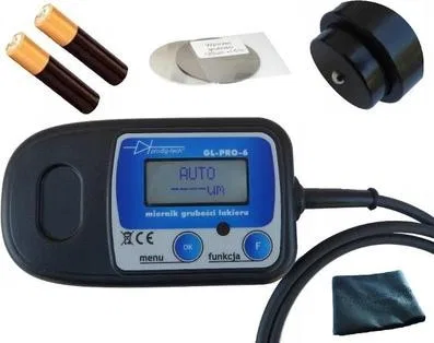 Prodig-tech Lackdickenmessgerät GL-PRO-6-FAZ Fe-AL-Zn mit Sonde am Kabel.