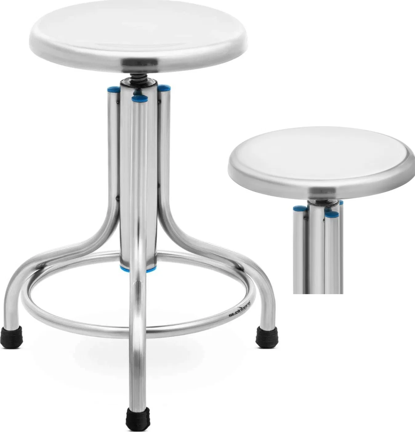Steinberg Labor- und Werkstathocker aus Edelstahl, 45–60 cm, bis 150 kg Labor- und Werkstathocker