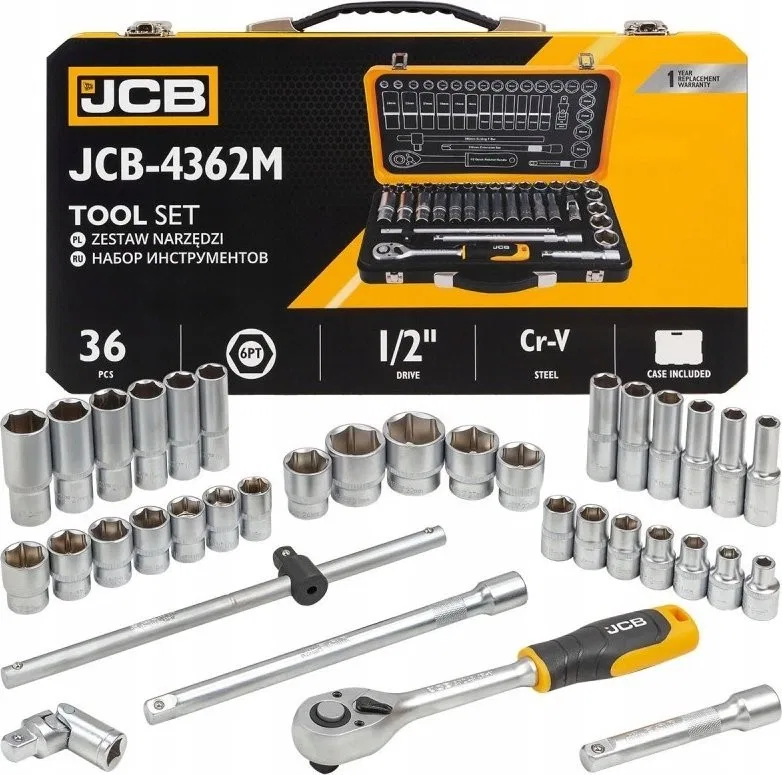 JCB-Werkzeugsatz 1/2" 36-teilig (8–32 mm) (Sechskant)