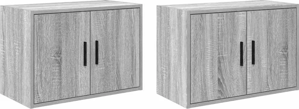 Wandschränke für die Garage, 2 Stück, Grau Sonoma, Leimholz