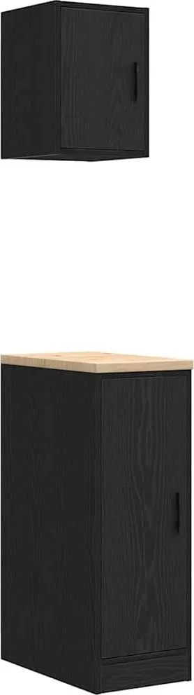 Garagenschränke, 2 Stück, schwarzes Leimholz