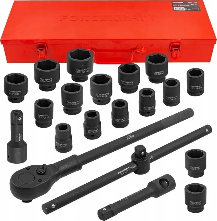 Forcekraft-Werkzeugset 3/4"-Schlagschraubendreher-Set, 21-teilig (Sechskant) (17–50 mm)