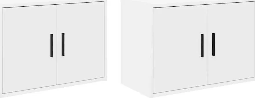 Wandschränke für die Garage, 2 Stück, weißes Leimholz
