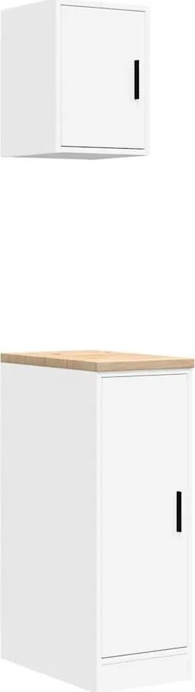 Garagenschränke, 2 Stück, weißes Leimholz