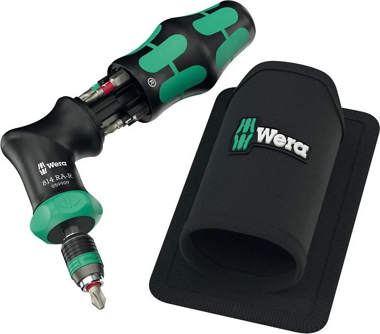 Wera Kraftform Kompakt Pistole RA-R 1, Ratsche mit 7-teiligem Bit-Set