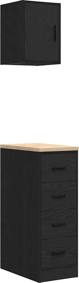 Garagenschränke, 2 Stück, schwarzes Leimholz