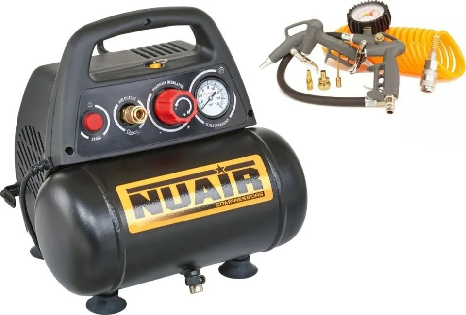 Nuair-Autokompressor – ÖLFREIER KOMPRESSOR 6 L 8 BAR 1,5 PS + ARAK6 (1 STÜCK)