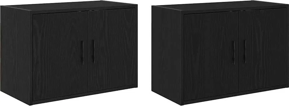 Wandschränke für die Garage, 2 Stück, schwarzes Leimholz