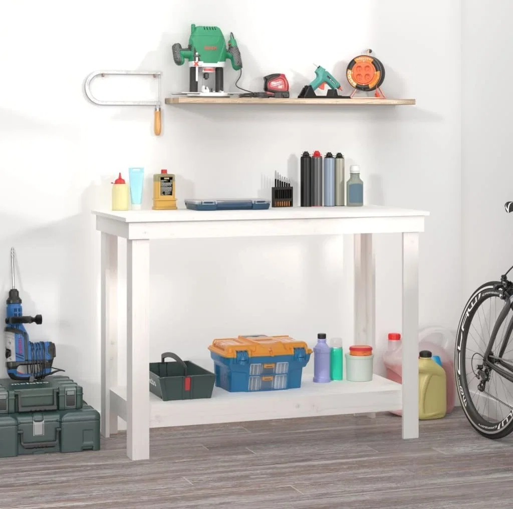 vidaXL vidaXL Arbeitstisch, weiß, 110 x 50 x 80 cm, massives Kiefernholz
