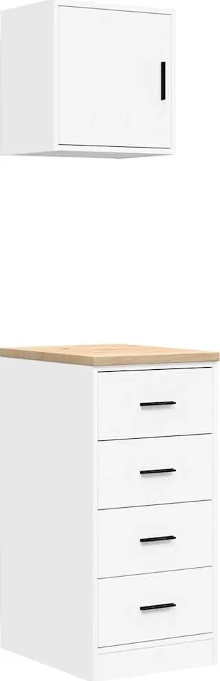 Garagenschränke, 2 Stück, weißes Leimholz