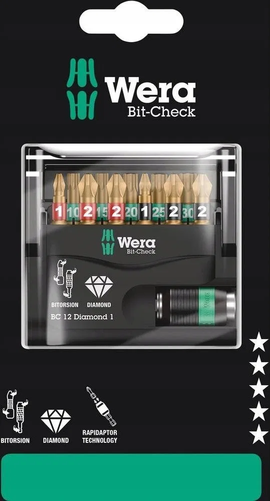 Wera-Werkzeugset BIT-CHECK 12 DIAMOND 1 SB, 12-teilig