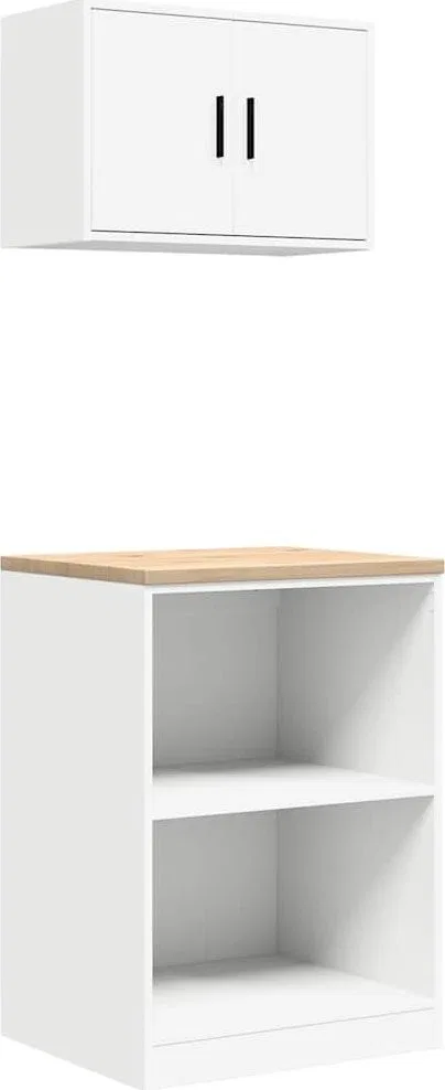 Garagenschränke, 2 Stück, weißes Leimholz