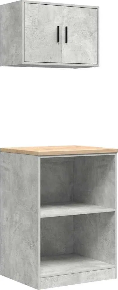 Garagenschränke, 2 Stück, Beton, Grau, Leimholz