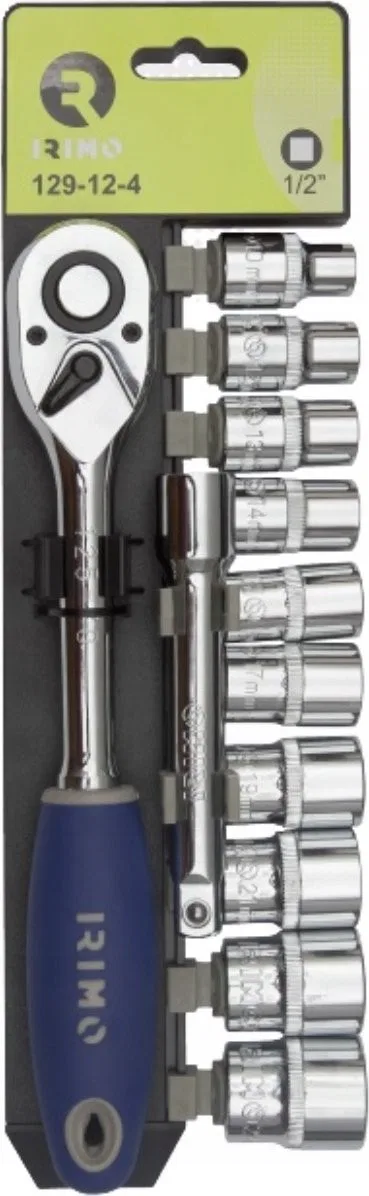 Bahco-Werkzeugset: 1/2"-Steckschlüsseleinsätze und Steckschlüssel-Set mit 125-mm-Verlängerung, 10–24 mm, 12-teilig, Irimo