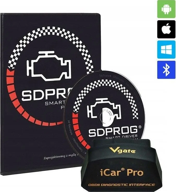 SDPROG VGATE ICAR PRO BT 4.0 LE ELM327 OBD2 OBDII + SDPROG PL Android iOS Windows