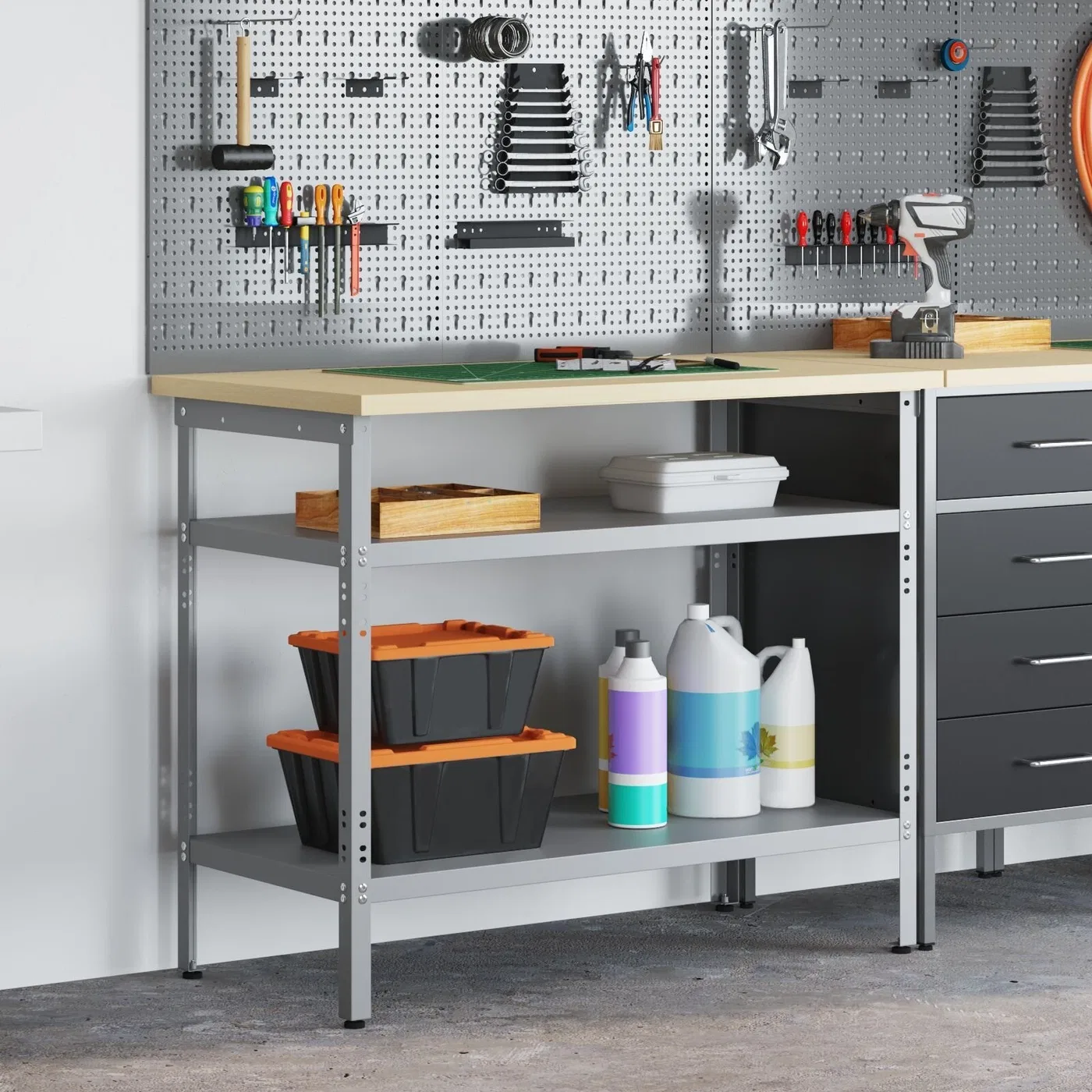Arbeitstisch von vidaXL, grau, braun