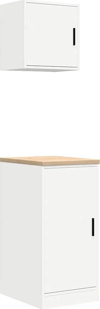 Garagenschränke, 2 Stück, weißes Leimholz