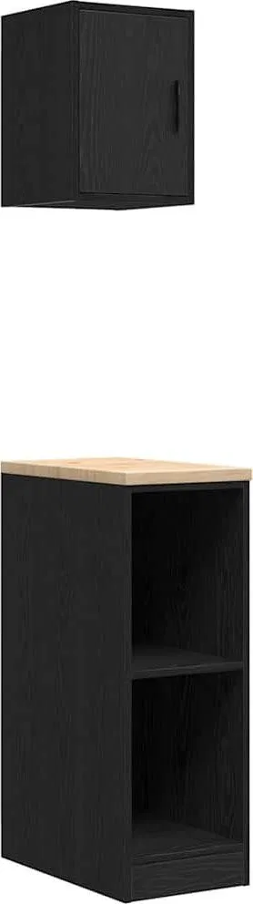 Garagenschränke, 2 Stück, schwarzes Leimholz