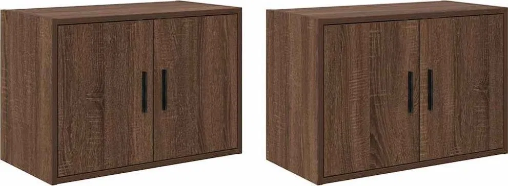 Wandschränke für die Garage, 2 Stück, Eiche braun, Leimholz