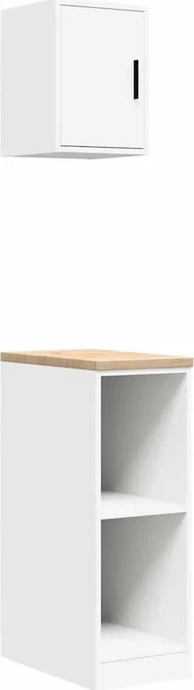 Garagenschränke, 2 Stück, weißes Leimholz