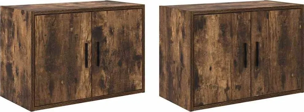 Wandschränke für die Garage, 2 Stück, geräucherte Eiche, Leimholz
