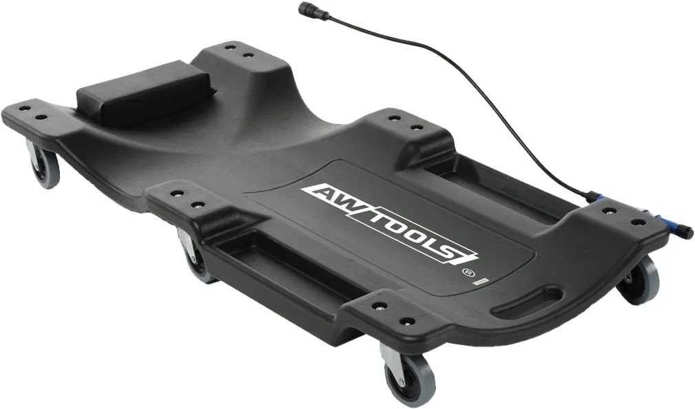 AWTools Werkstattliege aus Kunststoff mit Lampe (AW20061)