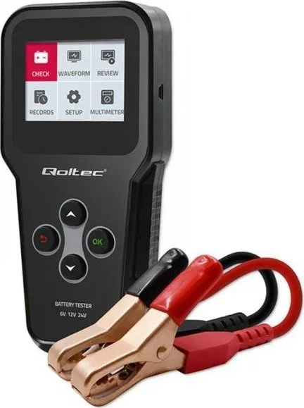 Qoltec 3-in-1-Digital-Batterietester mit LCD-Display | Polnisches Menü | 6 V | 12 V | 24 V | 30 Ah–200 Ah