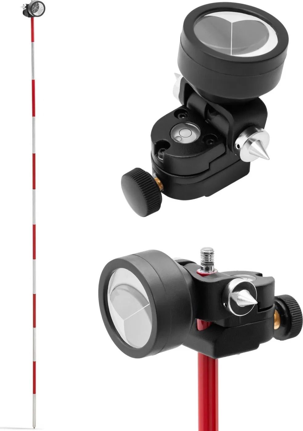 Steinberg Mini-Prisma, Vermessungsspiegel mit Messstange, silberbeschichtet, Durchmesser 3,5 cm, 1,26 m Mini-Prisma, Vermessungsspiegel