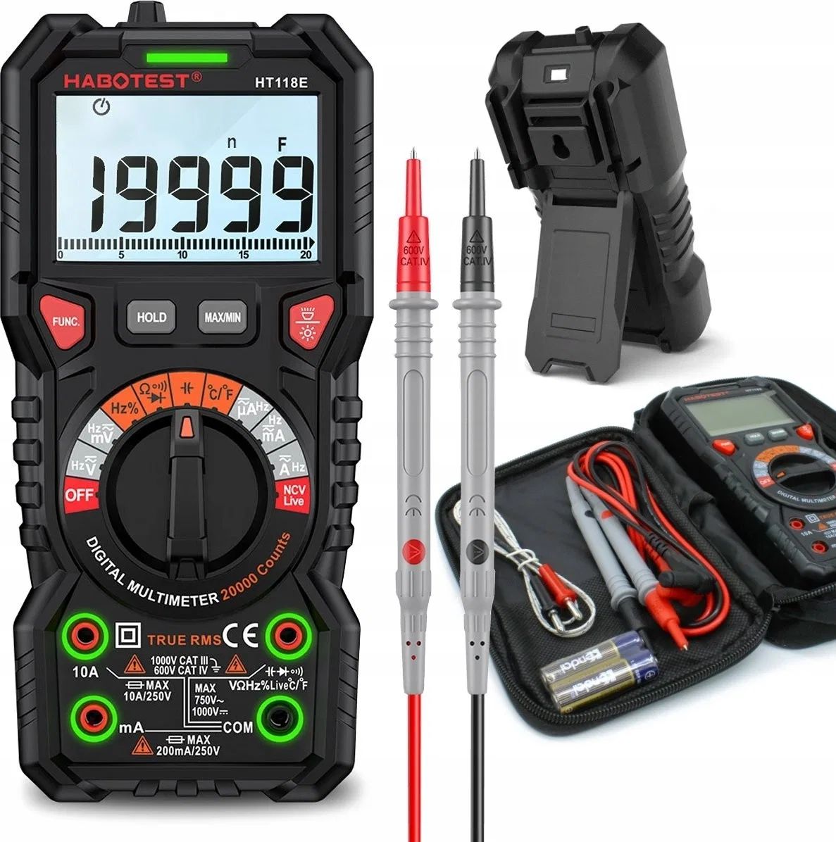 Digitales Handmultimeter, Durchgangsprüfer, RMS-Spannungsmesser, NCV-Voltmeter mit LCD-Anzeige