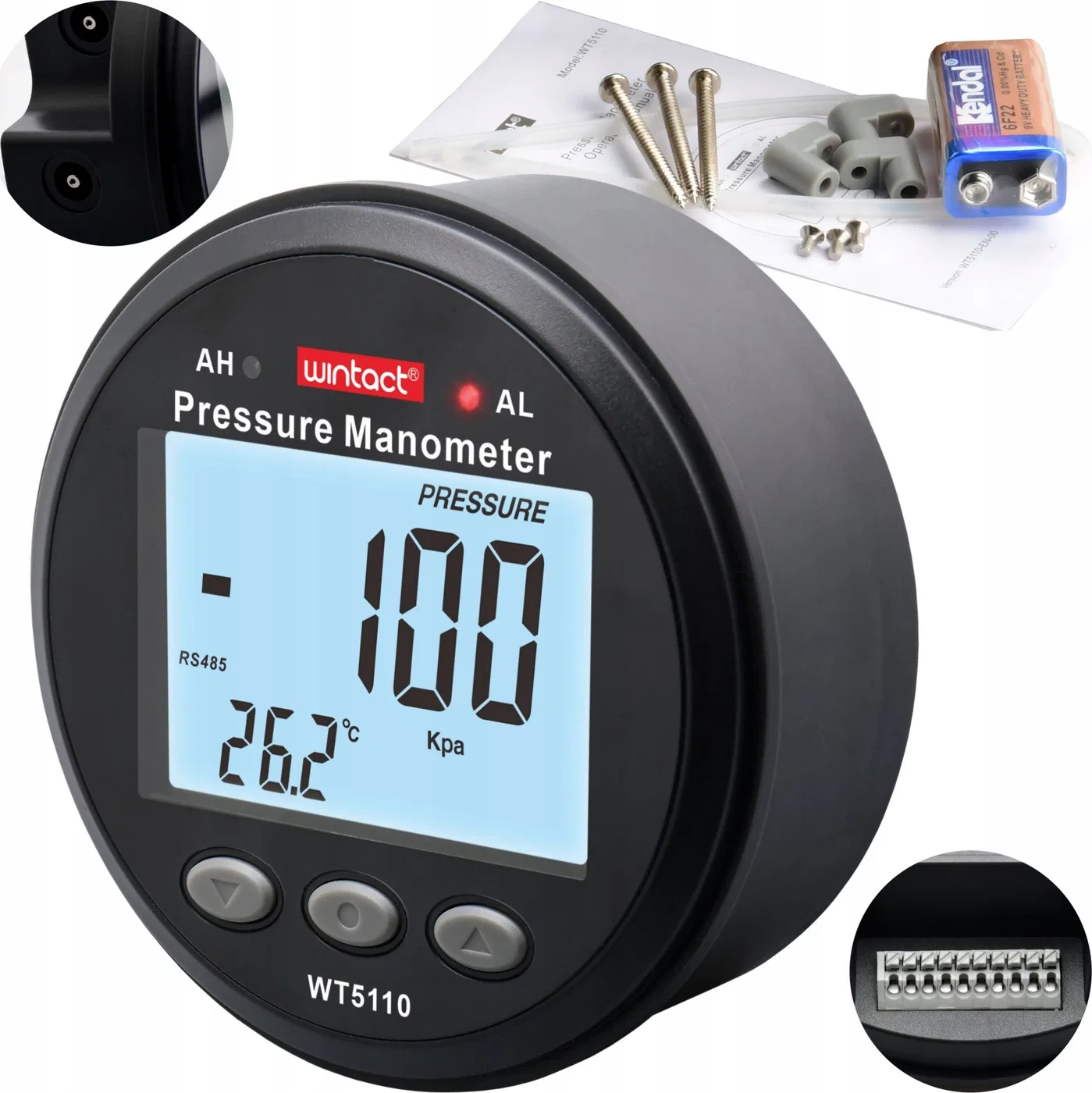 DIGITALES MANOMETER DRUCKMESSGERÄT UNTERDRUCKTESTER 0–100 kPa LCD ALARM