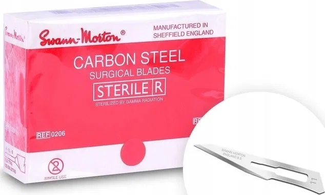 Swann-Morton CARBON STEEL Chirurgische Messer (Skalpelle) Nr. 11 – 100 Stück/Schachtel